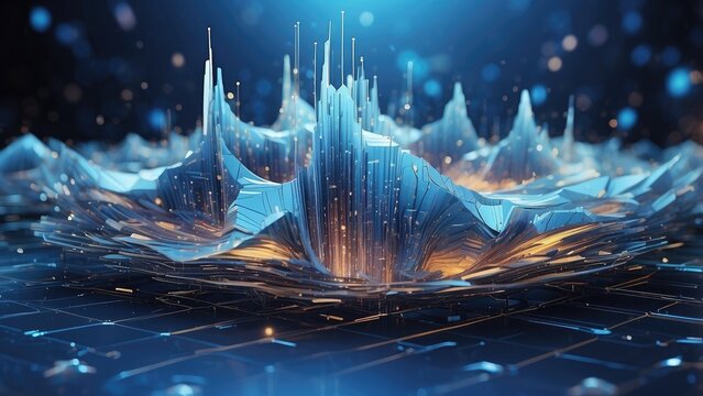 Abstract digital art depicting a funnel-shaped vortex