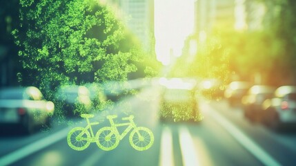 Obraz premium Green Transportation Options Featuring Electric Bicycles and Cars