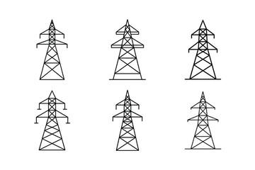 Power line icon, electric main symbol, electric line emblem, power transmission line pictogram