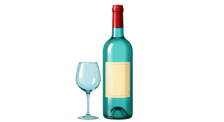 Isolated Wine Bottle and Glass