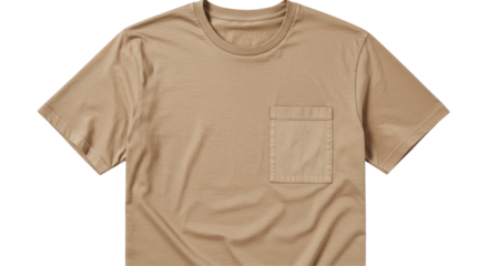 Isolated Beige T-shirt with Pocket