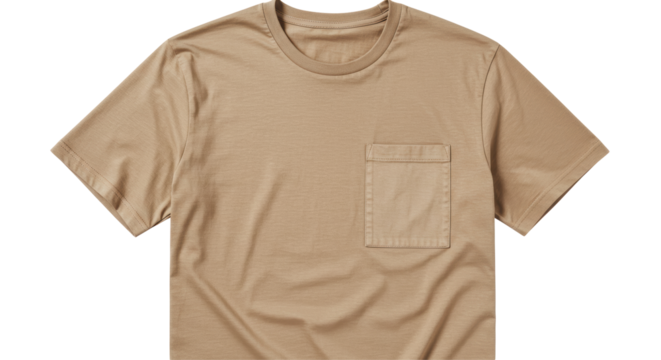 Isolated Beige T-shirt with Pocket