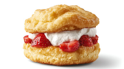 Delicious Strawberry Shortcake with Fresh Cream and Berries