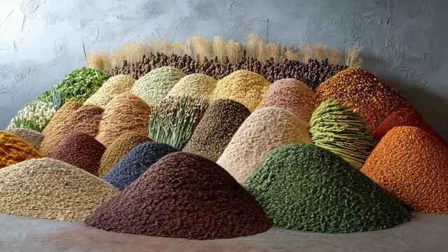 Bountiful Harvest A Colorful Array of Grains, Seeds, and Spices