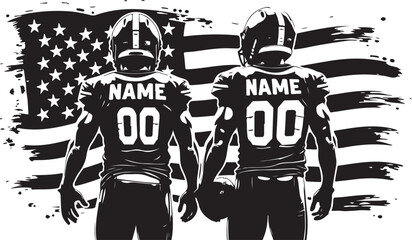 Patriotic American Football Player SVG   USA Flag Sports Silhouette © VectoraVerse