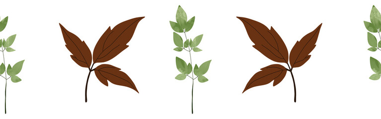  Leaves border on a white background. Hand-drawn illustration. Perfect for spring and summer.
