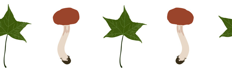 Fototapeta premium Leaves border on a white background. Hand-drawn illustration. Perfect for spring and summer. 