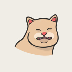 Awkward Smile Cat Meme Sticker T-shirt Vector Cute Illustration