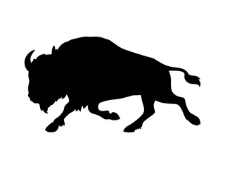 Bison running silhouette vector flat illustration design.