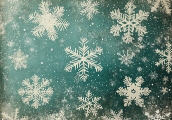 White Snowflakes on a Vintage Blue Background for Winter Holiday Decor and Seasonal Design Projects