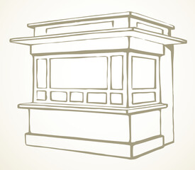 Shop stall. Vector drawing kiosk