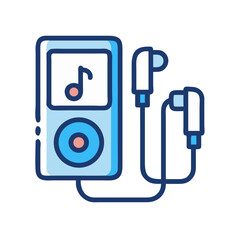 Music Player with Earbuds for Audio Icon Design