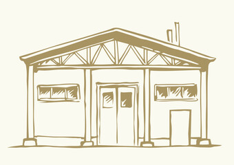Entrance to the barn. Vector drawing