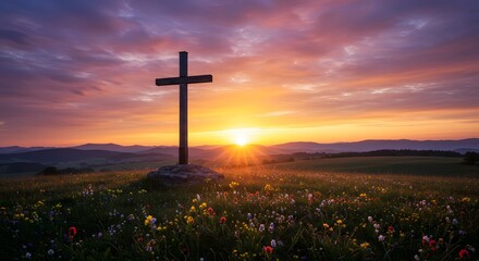 cross at sunset