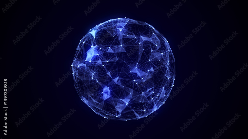 Poster sci-fi sphere with particles and lines. concept network connection. frame sphere. abstract technolog