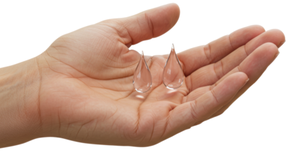 Isolated Hand Holding Water Drops