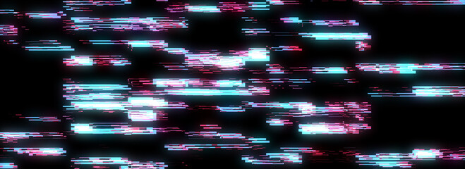 Technical problem computer screen with glitch effect. Image submission error of television. Abstract digital background with colors noise. 3D rendering.