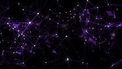 Fototapeta premium Business futuristic backdrop. Network connection structure cyberspace with moving particles. Abstract cyber security background. 3D rendering.
