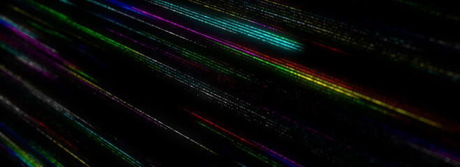 Digital database cyberspace. Decoding algorithms hacked software. Cyber security with moving particles. Big data visualization. 3d rendering.