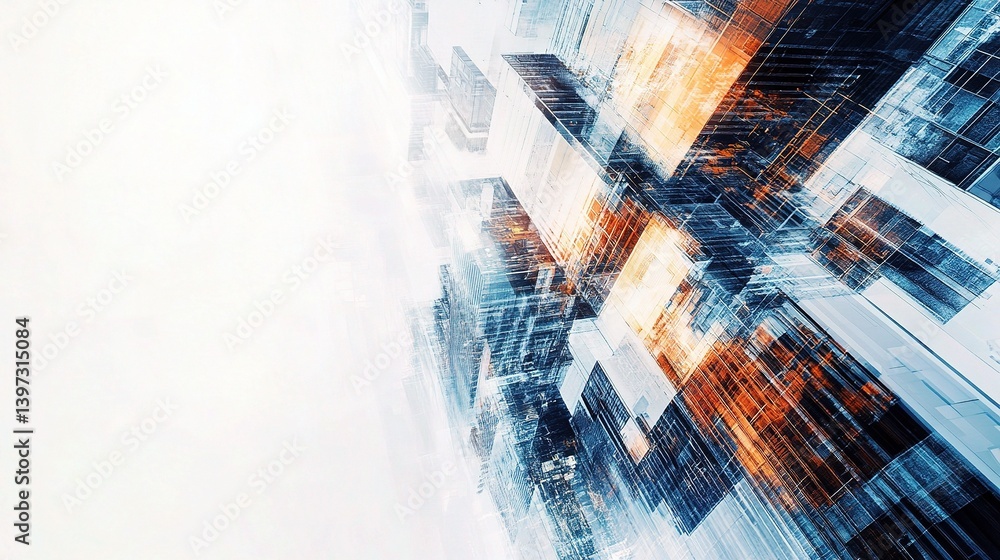Poster futuristic building design in progress with innovative construction techniques