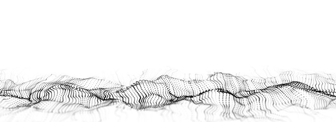 Digital technology wave. Light cyberspace with motion dots. Futuristic digital background artificial intelligence. Big data analytics. 3d rendering.