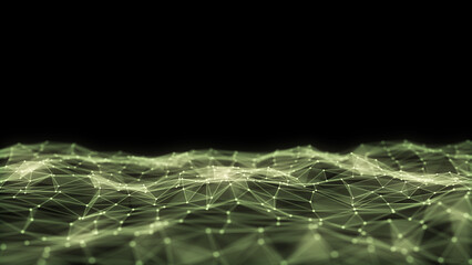 Digital technology wave. Dark cyberspace with motion dots and lines. Futuristic digital background. Big data analytics. 3d rendering.