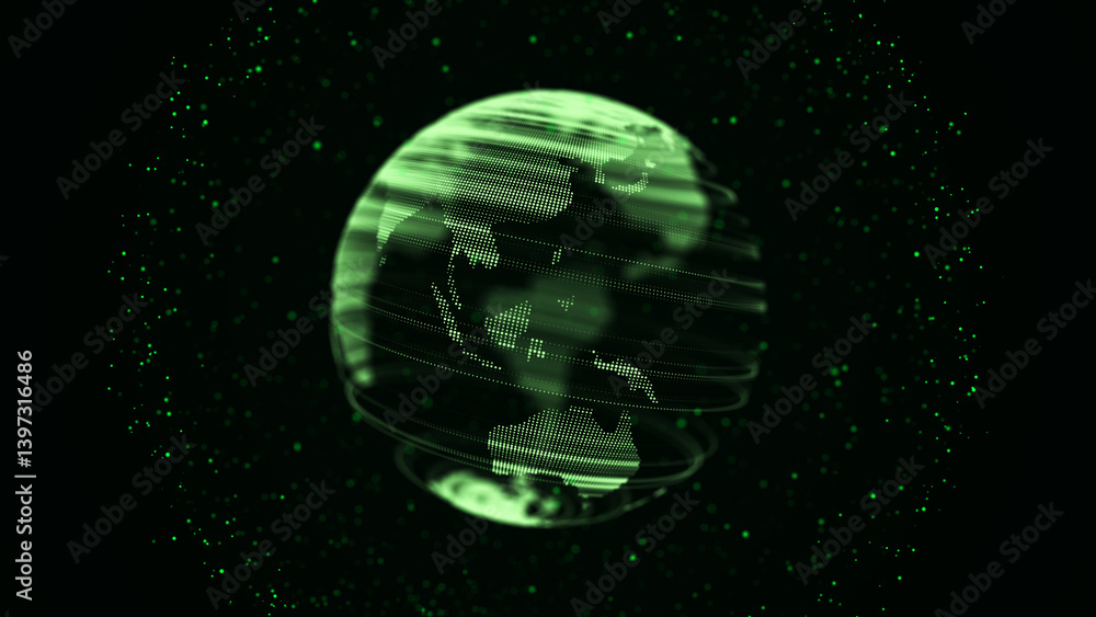 Poster virtual planet earth with data connection network. technological digital globe world background. abs