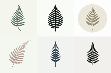 Minimalist vector art of fern leaf, flat style