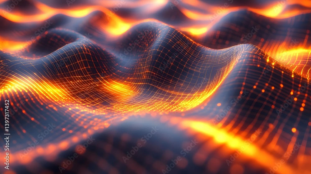 Poster abstract image depicting glowing lines and flowing digital waves