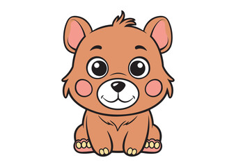 Cute cartoon bear isolated on white background