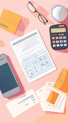 vector illustration of a mobile phone and a calculator