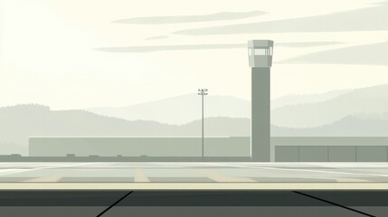 Soft-Toned Airport Scene Ideal for Travel and Aviation-Themed Designs