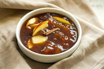 a bowl filled with apple jam