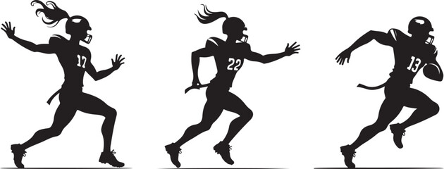  American football players running,