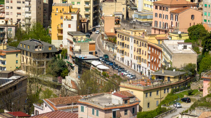 Fototapeta premium Aerial view of a street in the historic center of Frosinone, Lazio, Italy.