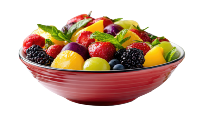 Exquisite fruit salad bowl: A vibrant array of fresh, colorful fruits artfully arranged in a stylish bowl, offering a tantalizing visual feast of natural sweetness and healthy choices.