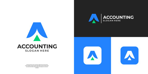 Letter A arrow target logo template. Modern accounting financial symbol logo.