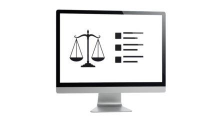Isolated Computer screen with law justice icon