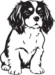 Dog Cavalier King Charles Spaniel. Hand drawn vector illustration	