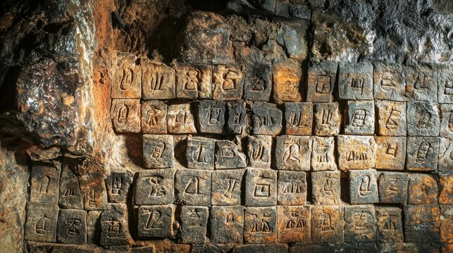 Khmer script inscriptions hidden in walls. Stock photo --ar 16:9 --quality 2 --style raw --v 6.1 Job ID: 78bed667-1aa0-45f3-9427-fce1da795c22