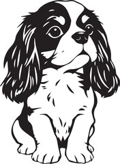Dog Cavalier King Charles Spaniel. Hand drawn vector illustration	