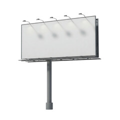 Obraz premium Wide-angle billboard photo shot from below, showcasing a massive outdoor ad with clear visibility. Ideal for advertising designs, road signs, or product promotions. High-quality PNG