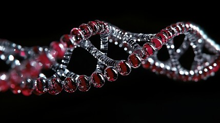 futuristic concept of dna strand in digital environment representing genetic research biotech technology molecular structure and scientific innovation