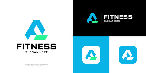 Abstract letter A logo design. Minimal symbol for fitness and gym.