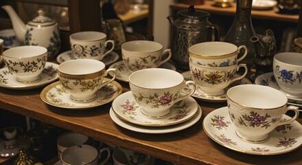 Fototapeta premium coffee cup and teapot