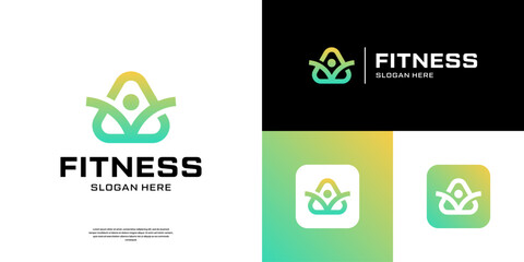 Modern fitness logo design. Abstract letter A and fit symbol logo.