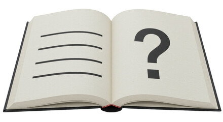 Isolated Open Book with Question Mark