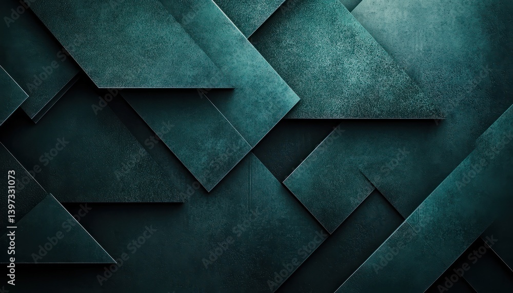 Aufkleber textured abstract background with geometric shapes in teal and dark green tones for modern design pr