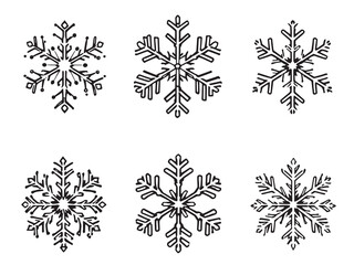 Snowflake Line Art Design Black on White