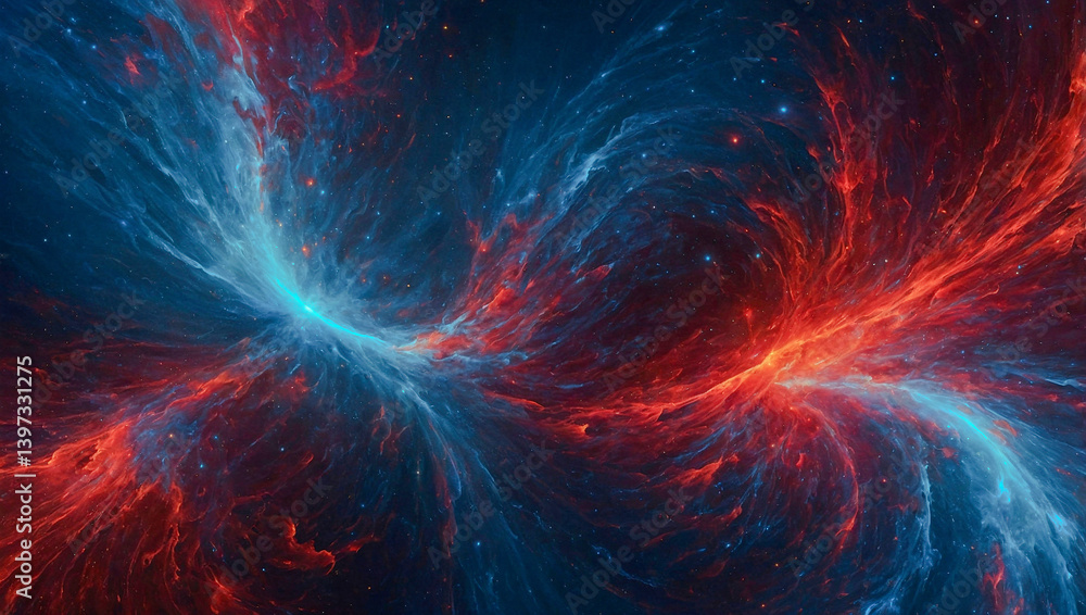 Aufkleber cosmic abstract background with blue and red dynamic design.